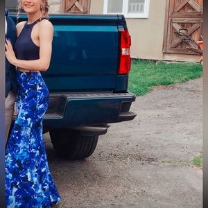 floral two piece prom dress